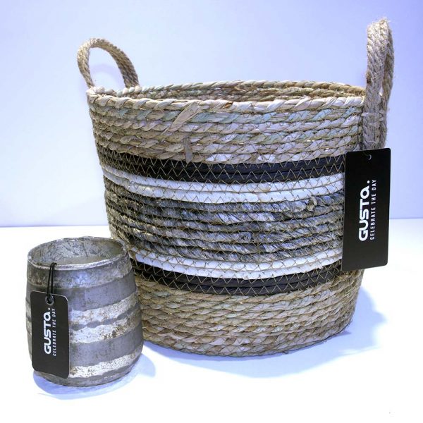 Gusta Jute Aufbewahrungskorb mit Teelichthalter