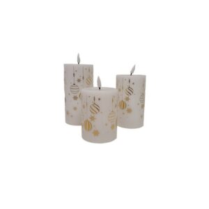 White Giftbox LED Candle with Gold Print