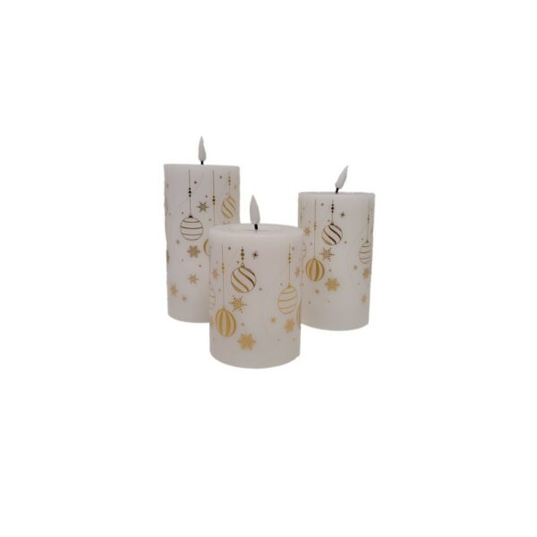 White Giftbox LED Candle with Gold Print