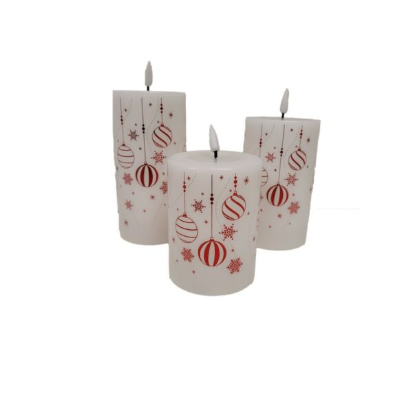 White Giftbox LED Candle with Red Print